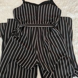 Black and white stripe jumpsuit